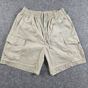 Nike Cargo Shorts Mens L Light Khaki Tan Woven Club Elastic Waist  8.5" Inseam